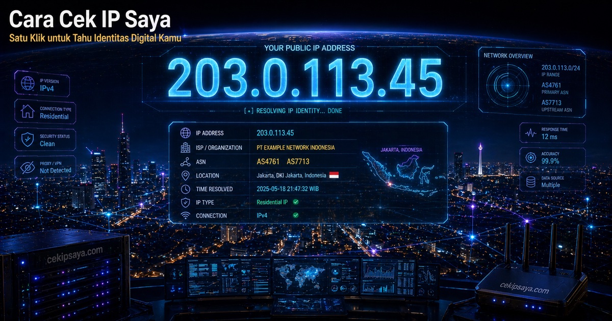 Cara Cek IP Saya 2026 — Lihat IP Publik & ISP 1 Klik