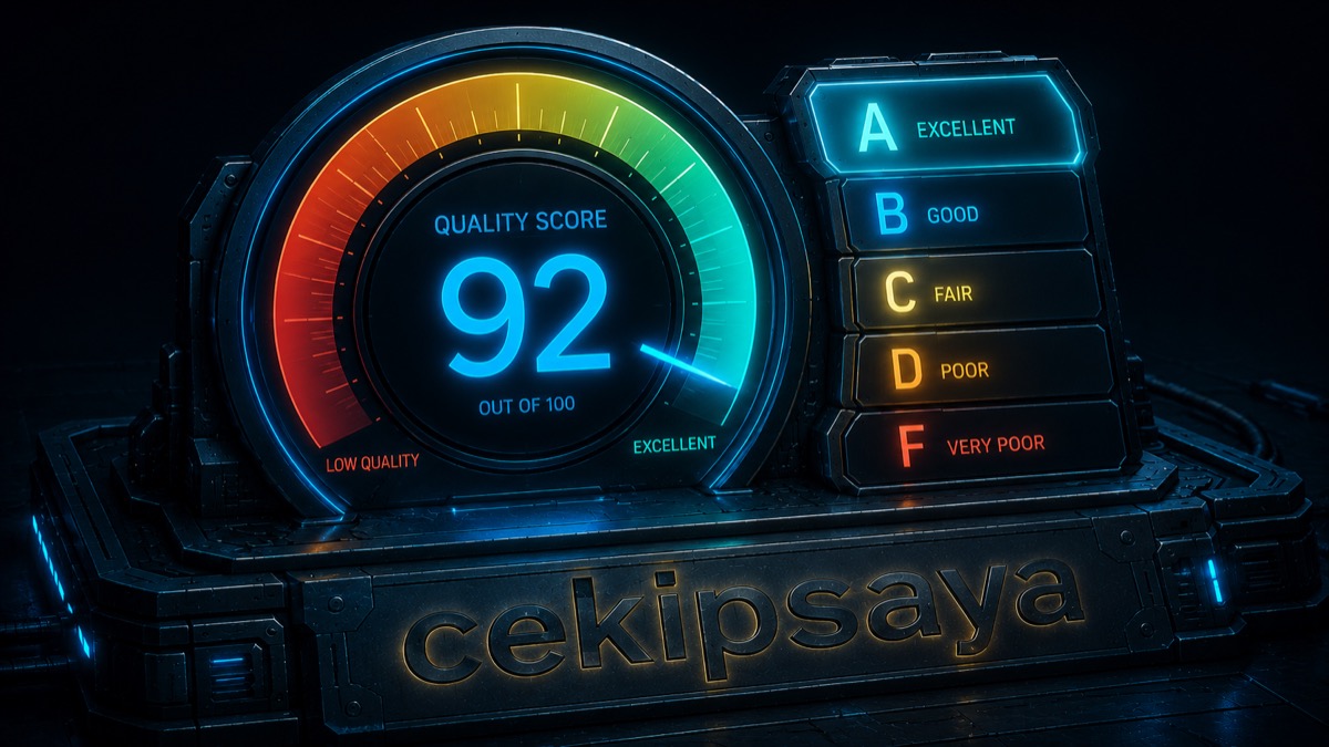 Contoh hasil Skor Kualitas Koneksi 0-100 dan grade A sampai F dari Diagnostik Koneksi CekIPSaya