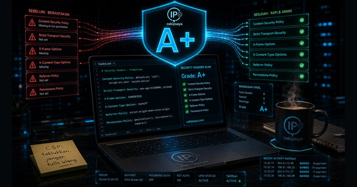 Cara Mendapat Security Headers A+ — Panduan + Kisah Nyata CSP