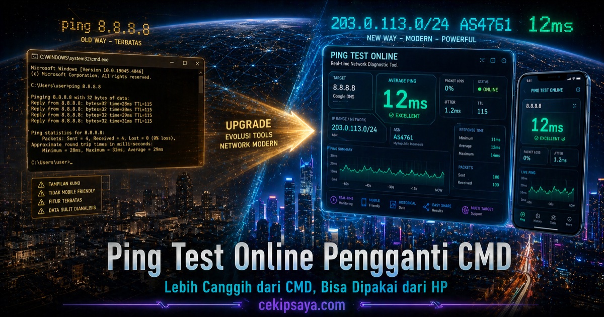 Ilustrasi Cek IP Saya CMD — Semua Cara di Windows & Mac