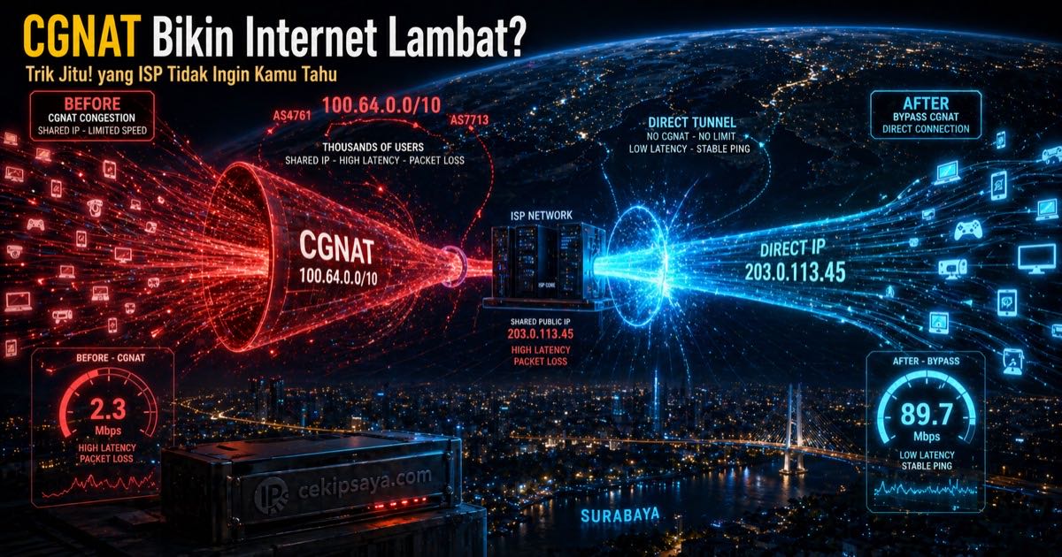 Ilustrasi CGNAT: Kenapa Internet Lambat & Cara Bypass