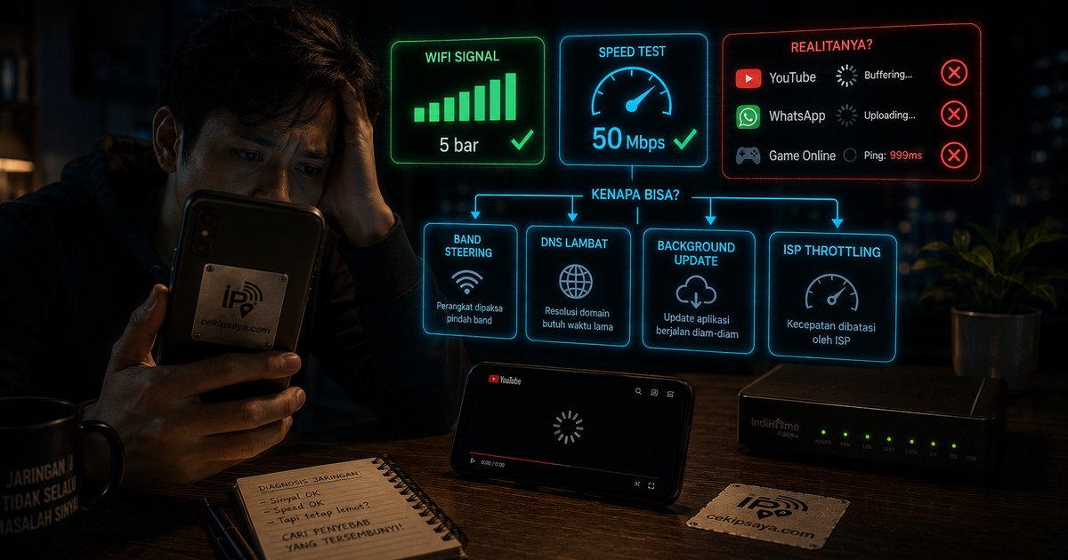 Ilustrasi Internet Lemot Padahal Sinyal Bagus — 7 Penyebab