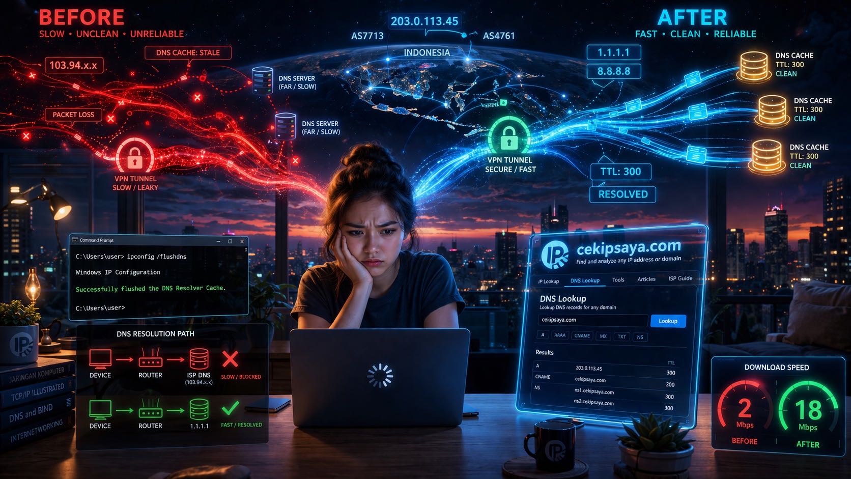 Internet Lemot Tapi VPN Lancar? Cek DNS Cache Router