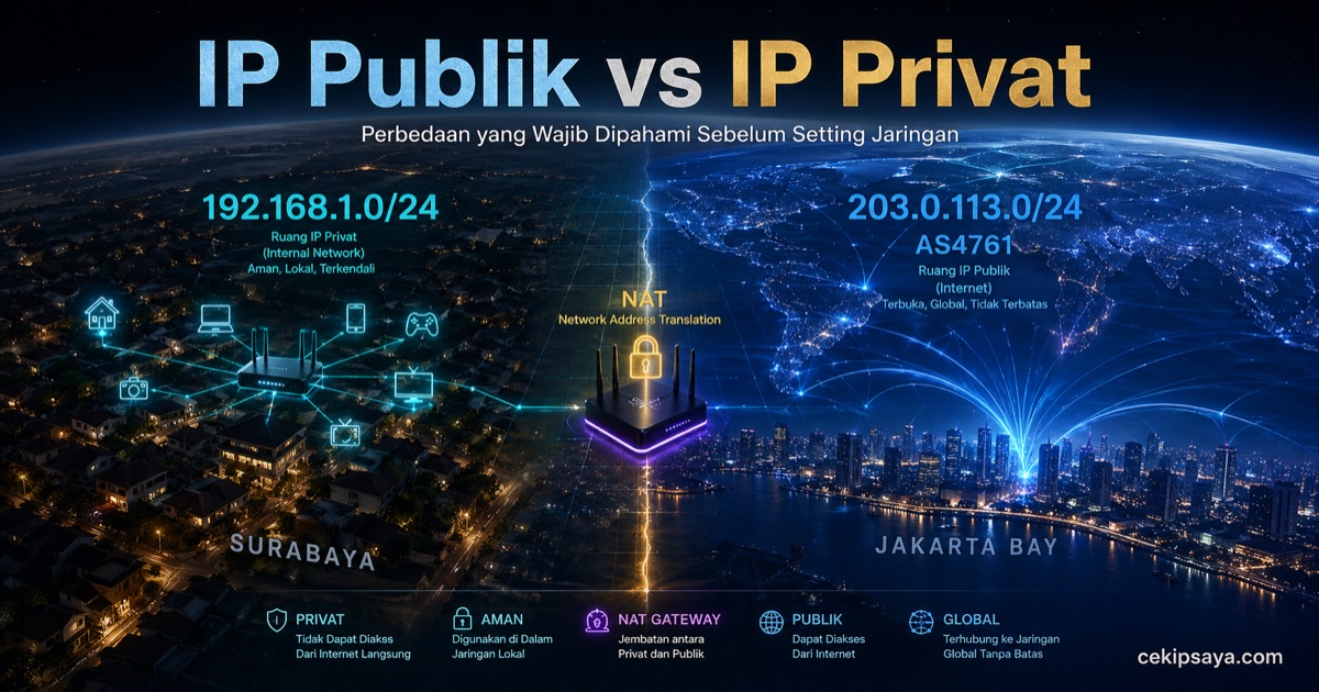 Ilustrasi IP Statis vs IP Dinamis — My IP Tipe Mana?