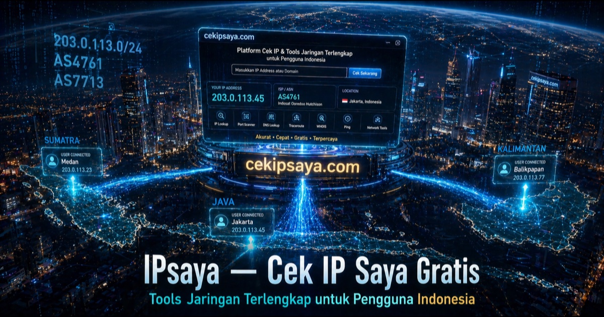 Ilustrasi Cek IP Saya 1 Klik — IPSaya Indonesia Gratis 2026