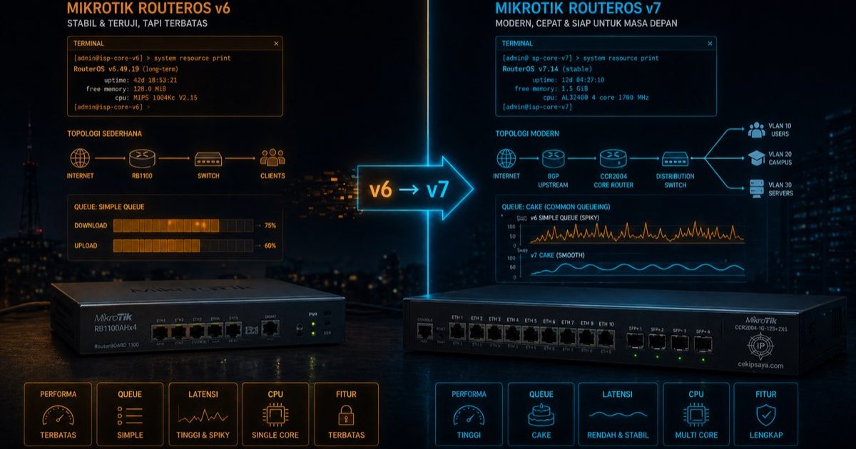 Ilustrasi MikroTik RouterOS v6 vs v7