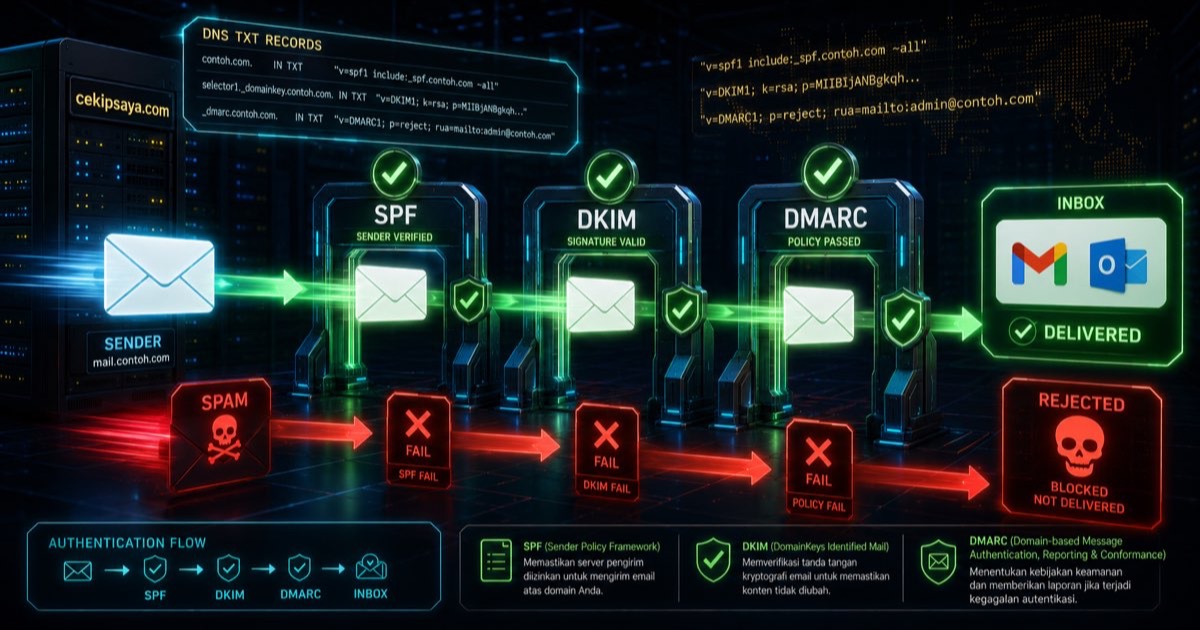 SPF, DKIM, DMARC — Setup Lengkap untuk Email Tidak Spam